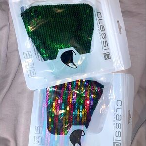 Classic Masks 🎭 1 Green💚& 1 Rainbow🌈 Breathable UV Protective Sequined Masks
